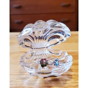 Clarenbridge Ireland Glass Trinket Dish Open Scallop Shell Open Oyster Clam